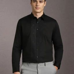 Louis Philippe Black Cotton Slim Fit Embroidered Shirt-picture-43