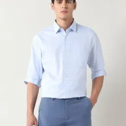 Arrow Blue Cotton Regular Fit Striped Shirt-picture-33
