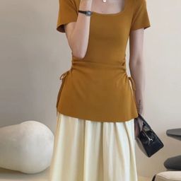KPOP Women Scoop Neck Short Sleeves Top-image-82