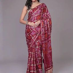 Zari Jaipur Wine Bandhani Saree-picture-5