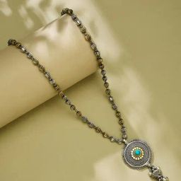 Fabindia Silver Long Pendant Necklace-image-48