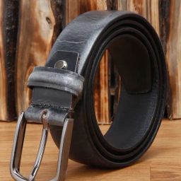 Louis Stitch Grey Leather Casual Belt for Men-image-55