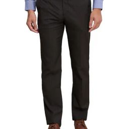 Park Avenue Brown Regular Fit Striped Trousers-image-12