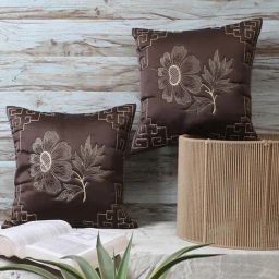 MFD HOME Furnishing Coffee Brown Satin Cushion Cover - Set of 2-image-92