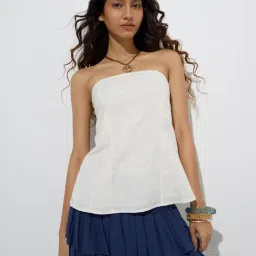 Bombay Paisley by Westside Off-White Embroidered Cotton-Blend Tube Top-picture-3