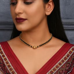 NINAMAAYRA Gold-Plated Artificial Stones and Beads Mangalsutra-image-43