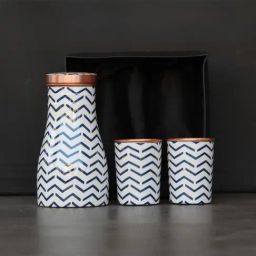 Indian Bartan White Copper Water Bottle With 2-Piece Glasses (1000ml)-40