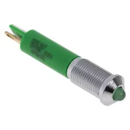 RS PRO Green Panel Mount Indicator 24V DC, Mounting Hole Size 6 mm, Termination Type Solder Tab, Model No 205167-28