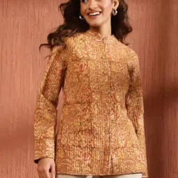 Fabindia Mustard Cotton Printed Jacket-picture-46