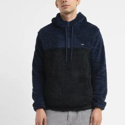 Levi's Blue Regular Fit Self Pattern Hooded Sweatshirt-image-6