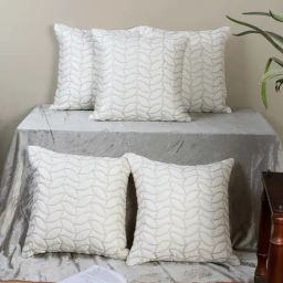 MFD HOME Furnishing White Satin Cushion Cover - Set of 5-image-89