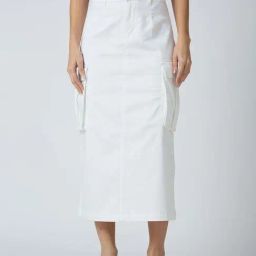 Globus White Plain Bodycon Skirt-image-61