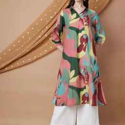 Melange By Lifestyle Multicolor Cotton Regular Fit Printed Kurta-4