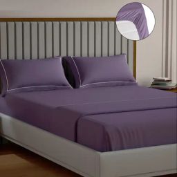 Mulberry Living Cotton Solid Red 250 TC Super King Fitted Size Bedsheet with 2 Pillow Covers-picture-44