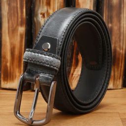 Louis Stitch Grey Leather Casual Belt for Men-image-54