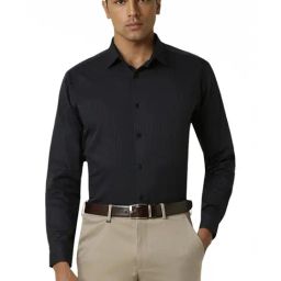 Van Heusen Grey Cotton Slim Fit Printed Shirt-image-95