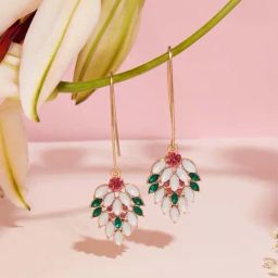 Zaveri Pearls Multicolor Dazzling Stones Embellished Contemporary Drop Earrings for Women-67