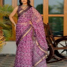 Mirchi Fashion Pink Kota Doria/Polyester Abstract Saree With Unstitched Blouse-image-81