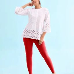 Go Colors Bright Red Solid Leggings-picture-7