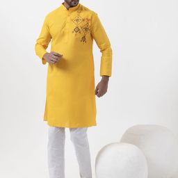 DEVOILER Men Ethnic Motifs Printed Regular Kurta with Pyjamas image 5