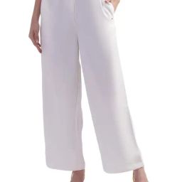 Elle White Mid Rise Flared Pants-image-55