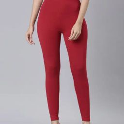 Go Colors Dark Red Solid Leggings-picture-11