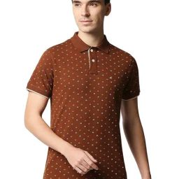 Basics Sorrel Horse Cotton Muscle Fit Printed Polo T-Shirt-image-94