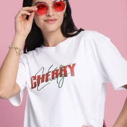 Bene Kleed Women Typography Printed Drop-Shoulder Sleeves T-shirt-image-91