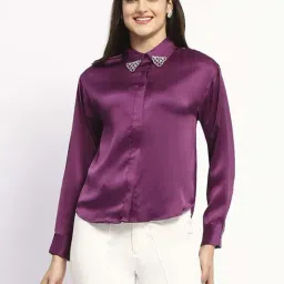 MADAME Purple Plain Shirt-picture-24
