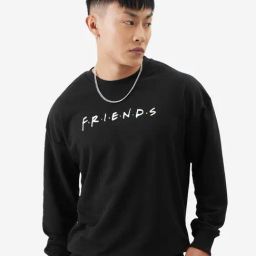 The Souled Store Black Cotton Loose Fit F.R.I.E.N.D.S : Doodles Printed Sweatshirts-image-56
