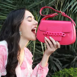 Kazo Fuchsia Synthetic Solid Shoulder Handbag-image-54