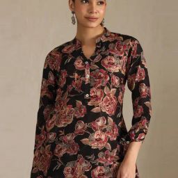 Soch Black Regular Fit Floral Print Tunic-image-87