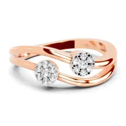 Sparkles 14k (585) Rose Gold Lab Grown Diamond 0.07 CT Twin Bloom Promise Ring-picture-38