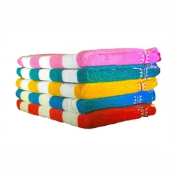 SHOP BY ROOM 5-Pcs Red & Blue Striped 110 GSM Hand Towels-1