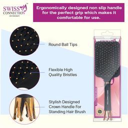 Swiss Connection Set Of 2 Premium Paddle & Double Side Wooden Comb image 3