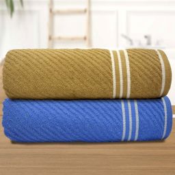 Aura Blue & Beige 2 Cotton 400 GSM Bath Towel-image-85