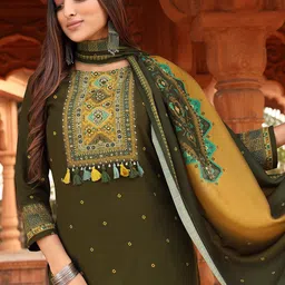 MITTOO Women Ethnic Motifs Printed Regular Kurta with Trousers & With Dupatta image 2