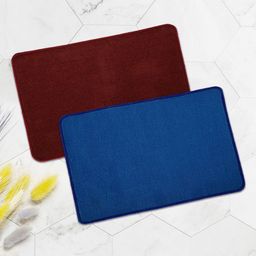 Kuber Industries Blue & Maroon 2 Pieces Microfiber Anti-Skip Doormats-picture-45