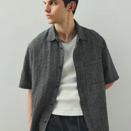 H&M Oversized Fit Short-Sleeved Linen-Blend Shirt-image-86