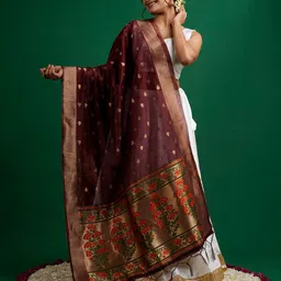 TEEJH Champakali Woven Design Dupatta with Zari-28