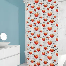 ArtzFolio White & Red Printed Waterproof Shower Curtain-image-87