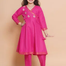 Bitiya by Bhama Embroidered Angrakha Gotta Patti Pure Cotton Anarkali Kurta with Trouser-picture-31