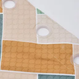 Aura Cream-Coloured & Green Set of 2 Geometric Sheer Window image 3