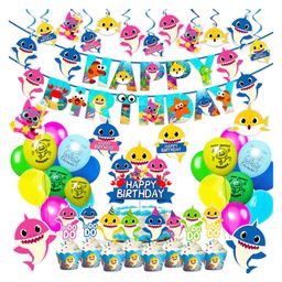 Party Propz Baby Shark Theme Birthday Birthday Decoration Kit - Pack of 65-17