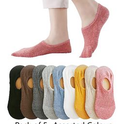MOMISY No show Cotton Loafer Socks Pack of 5 - Multicolour-image-45