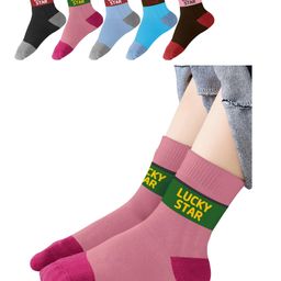 MOMISY Cotton Ankle Length Tube Socks Lucky Star Design Pack of 5 - Multicolour-image-80