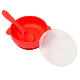 Baby Moo Silicon Bowl With Lid And Spoon Set - Red-image-33