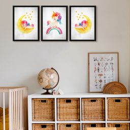 999Store Modern Art Kids Painting For Wall Decor - Unicorn Rainbow and Sleep In Half Moon-19