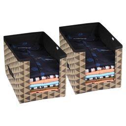 PrettyKrafts 2 Pcs Large Capacity Stackable Shirt Stacker, Storage Bins, Closet Organizers, Foldable Storage Box, Shelf Organizer, Shelves Basket Storage Bin For Organizing Clothing, Toys, Beige Black-9