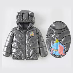 Kookie Kids Full Sleeves Padded Hooded Jacket with Elephant Patch Detailing - Charcoal Grey-image-48